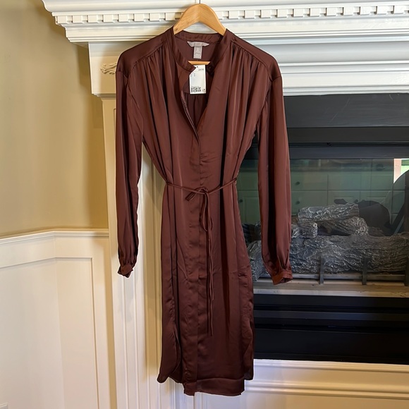 H&M brown button down long sleeve dress - Picture 1 of 1